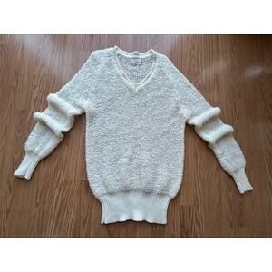 1960s Vintage Sears Cream Oversized Knit Sweater - Size Large